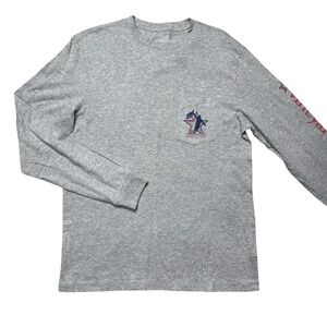 NWT New Vineyard Vines LAX Victory Long-Sleeve Pocket Gray Tee Size S